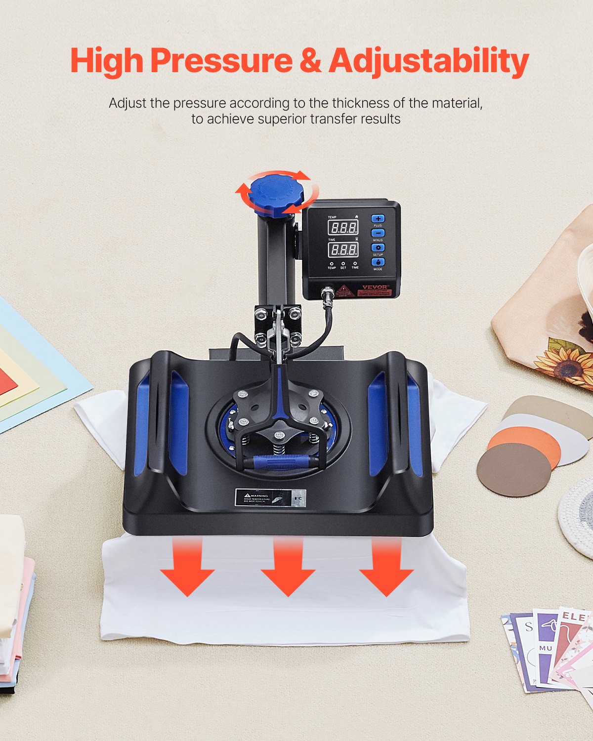 VEVOR Máquina de prensa de calor Prensa Térmica 12 x 15 pulgadas 8 en 1 Máquina de sublimación de prensa de calor Rotación de 360 ° 8 en 1 Máquina