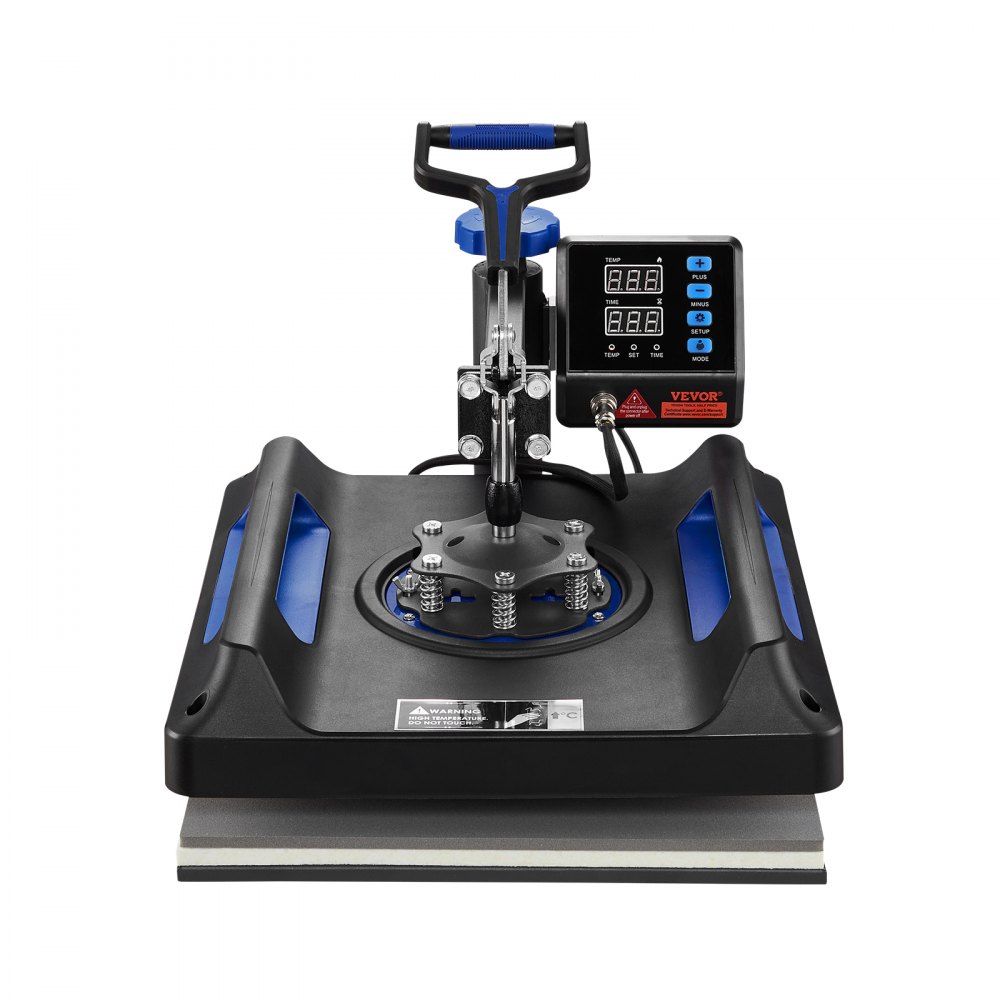 VEVOR Prensa de Calor 8 en 1 Placa 38 x 38 cm Máquina de Prensa de Calor Azul 1000 W Giratoria de 360 Grados Pantalla Digital Anti-quemaduras Prensa de Transferencia para Camiseta Taza Sombrero Tapa