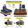 VEVOR Prensa de Calor 8 en 1 Placa 38 x 38 cm Máquina de Prensa de Calor Azul 1000 W Giratoria de 360 Grados Pantalla Digital Anti-quemaduras Prensa de Transferencia para Camiseta Taza Sombrero Tapa
