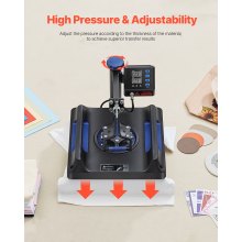 VEVOR Prensa de Calor 8 en 1 Placa 38 x 38 cm Prensa Térmica Máquina de Sublimación 1000 W Giratoria de 360 Grados Pantalla Digital Anti-quemaduras