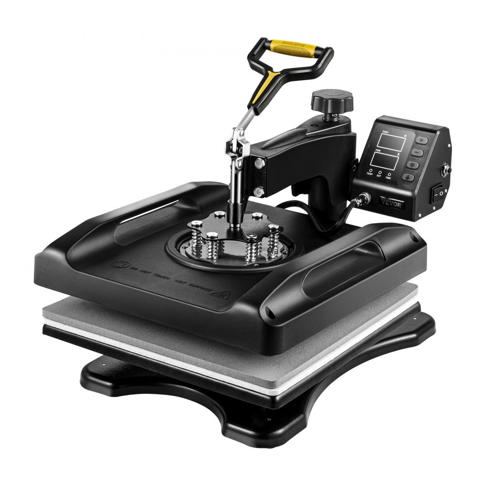 Máquina de prensado térmico VEVOR con panel de control digital y mango ergonómico.