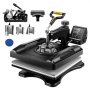Máquina de prensado térmico VEVOR con varios accesorios y pantalla digital.
