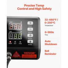 VEVOR Máquina de prensa de calor Prensa Térmica 8 en 1 de 15 x 15 pulgadas máquina de sublimación de 800 W prensa de calor oscilante de rotación de