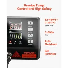 VEVOR Máquina de prensa de calor Prensa Térmica 8 en 1 de 15 x 15 pulgadas máquina de sublimación de 800 W prensa de calor oscilante de rotación de