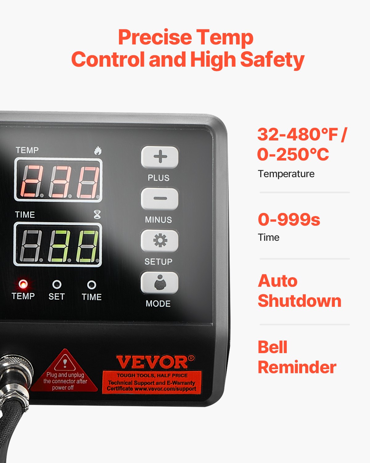 Máquina de prensado térmico VEVOR 8 en 1, prensa de calor de 15 x 15 pulgadas, máquina de impresión de camisetas con control digital, máquina de transferencia de calor multifunción, prensa de calor de sublimación para camisetas, gorras, tazas y platos.