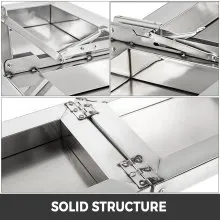 VEVOR Estante de concesión 96L x 12W Pulgadas Acero inoxidable Desplegable Plegable Estante de servicio de alimentos Soporte para servicio de remolque de concesión Ventana de servicio