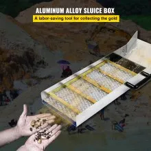 Caja de esclusa de aleación de aluminio VEVOR, cajas de esclusa compactas de 30 "de largo para oro, equipo de esclusa de oro liviano, cajas de esclusa portátiles con musgo de minero, río, arroyo, exploración de oro, prospección, dragado