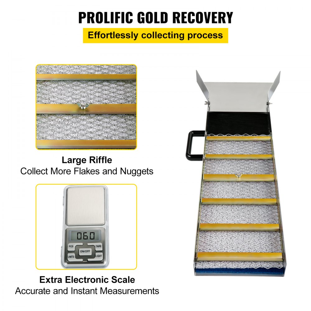 Caja de esclusa de aleación de aluminio VEVOR, mini cajas de esclusa compactas de 36 pulgadas para oro, equipo de esclusa de oro liviano, cajas de esclusa portátiles con musgo de minero, río, arroyo, exploración de oro, prospección, dragado