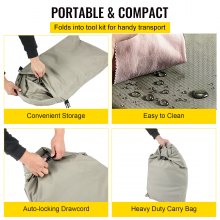 VEVOR Capucha para sierra ingletadora, solución de polvo de 5000 L para sierras ingletadoras, recolección de polvo para taller de corte, colector de polvo compatible con todas las sierras ingletadoras, orificios para accesorios, bolsa de transporte, gris plateado