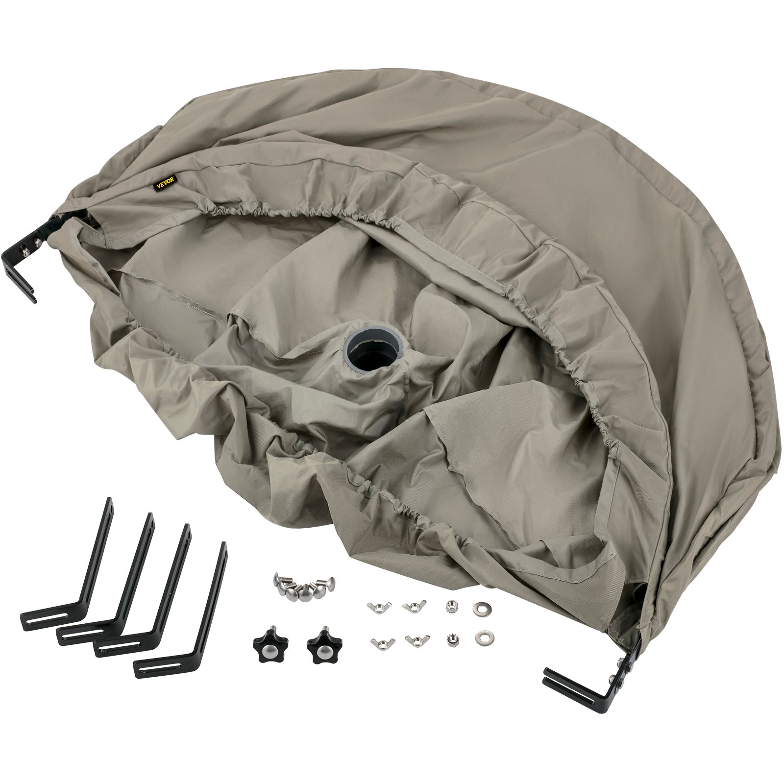 Cubierta para sierra ingletadora VEVOR, 50 x 30 x 40 pulgadas, cubierta de tela Oxford impermeable y plegable, colector de polvo, herrajes de aluminio fresado, compatible con todas las sierras ingletadoras, orificios para accesorios, bolsa de transporte.