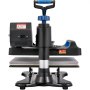 Máquina de prensado térmico VEVOR con mango negro y azul, vista frontal.