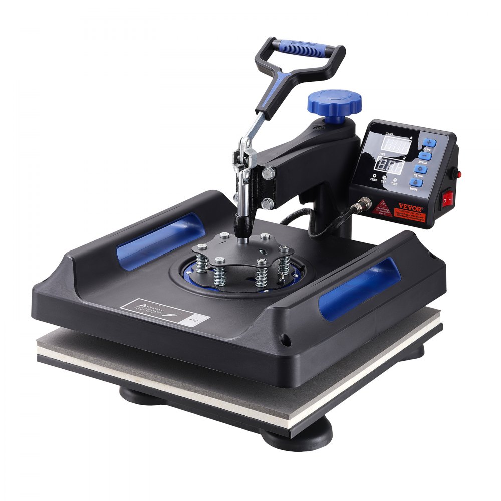 Prensa térmica VEVOR con panel de control digital y mango ergonómico.