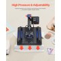Prensa térmica VEVOR, prensa térmica 5 en 1 con mecanismo oscilante de 15 x 15 pulgadas, dispositivo multifuncional con control digital, calentamiento rápido con funciones de seguridad, ideal para camisetas, sombreros, gorras, tazas y platos