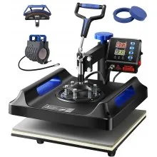 Prensa térmica VEVOR, prensa térmica 5 en 1 con mecanismo oscilante de 15 x 15 pulgadas, dispositivo multifuncional con control digital, calentamiento rápido con funciones de seguridad, ideal para camisetas, sombreros, gorras, tazas y platos