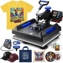 Prensa térmica VEVOR, prensa térmica 5 en 1 con mecanismo oscilante de 15 x 15 pulgadas, dispositivo multifuncional con control digital, calentamiento rápido con funciones de seguridad, ideal para camisetas, sombreros, gorras, tazas y platos