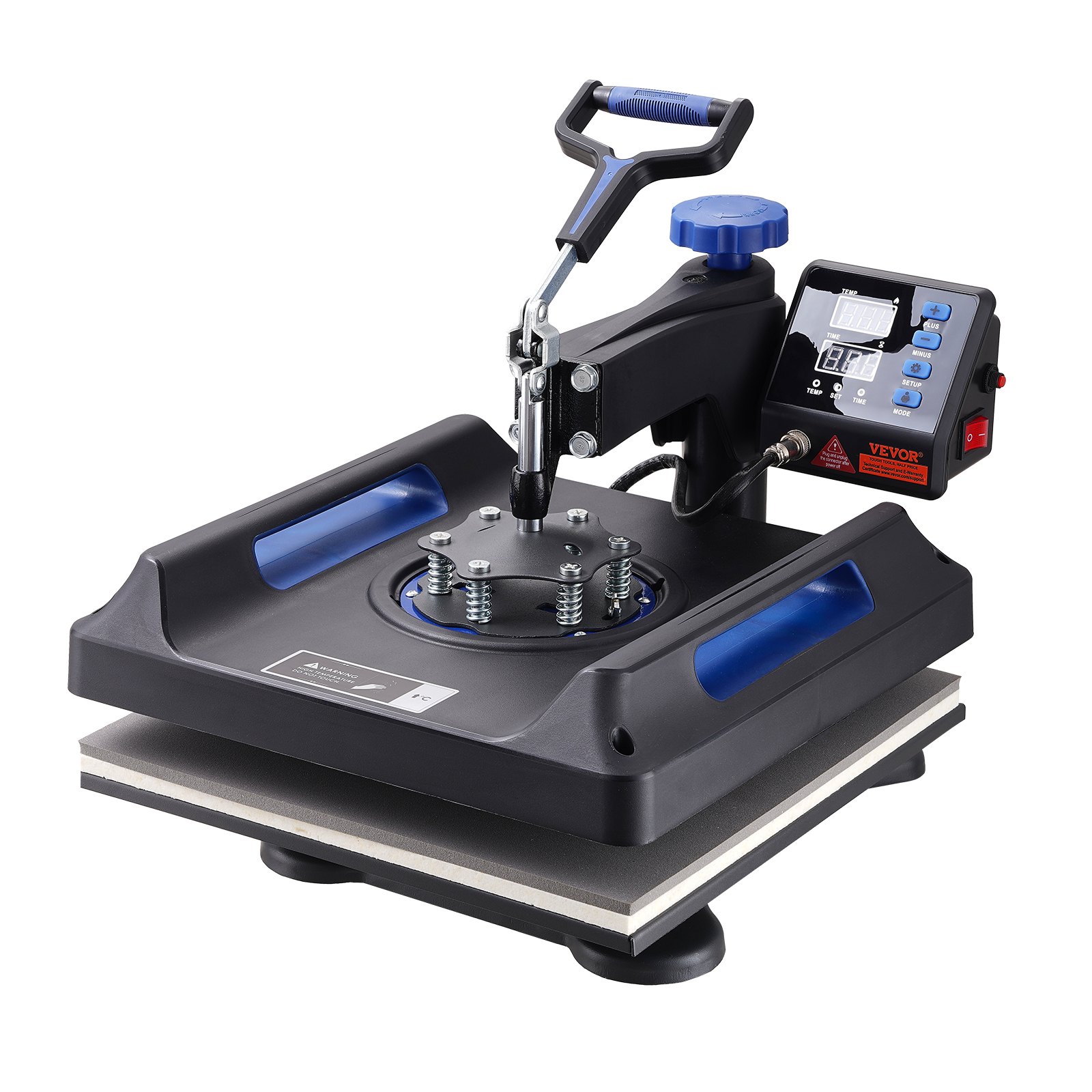 Prensa térmica VEVOR con panel de control digital y mango ergonómico.