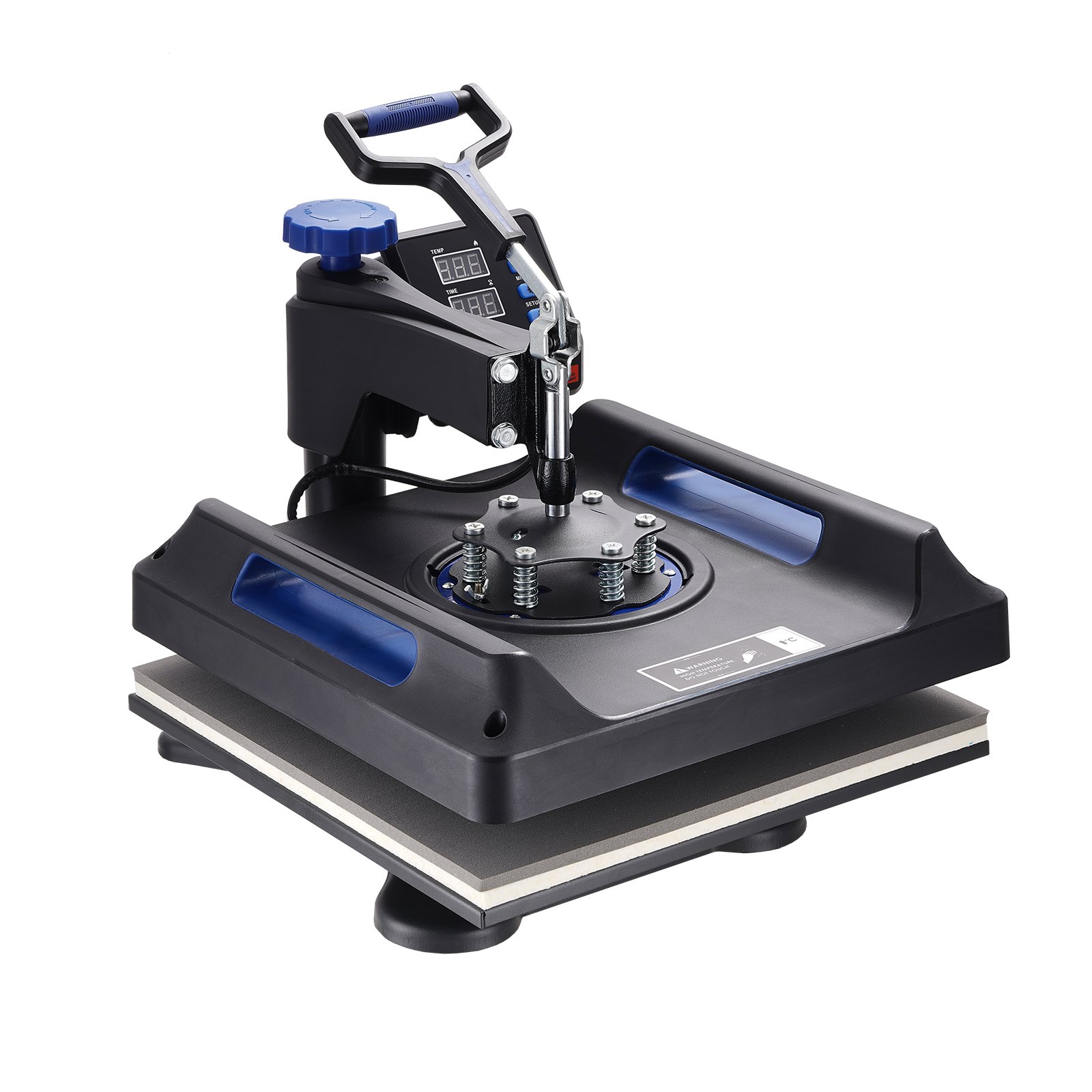 Prensa térmica VEVOR con mango ergonómico y pantalla digital de temperatura.