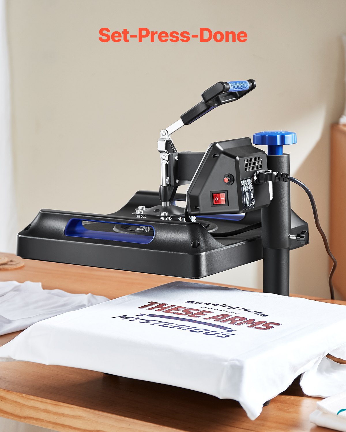 Prensa térmica VEVOR, prensa térmica 5 en 1 con mecanismo oscilante de 15 x 15 pulgadas, dispositivo multifuncional con control digital, calentamiento rápido con funciones de seguridad, ideal para camisetas, sombreros, gorras, tazas y platos