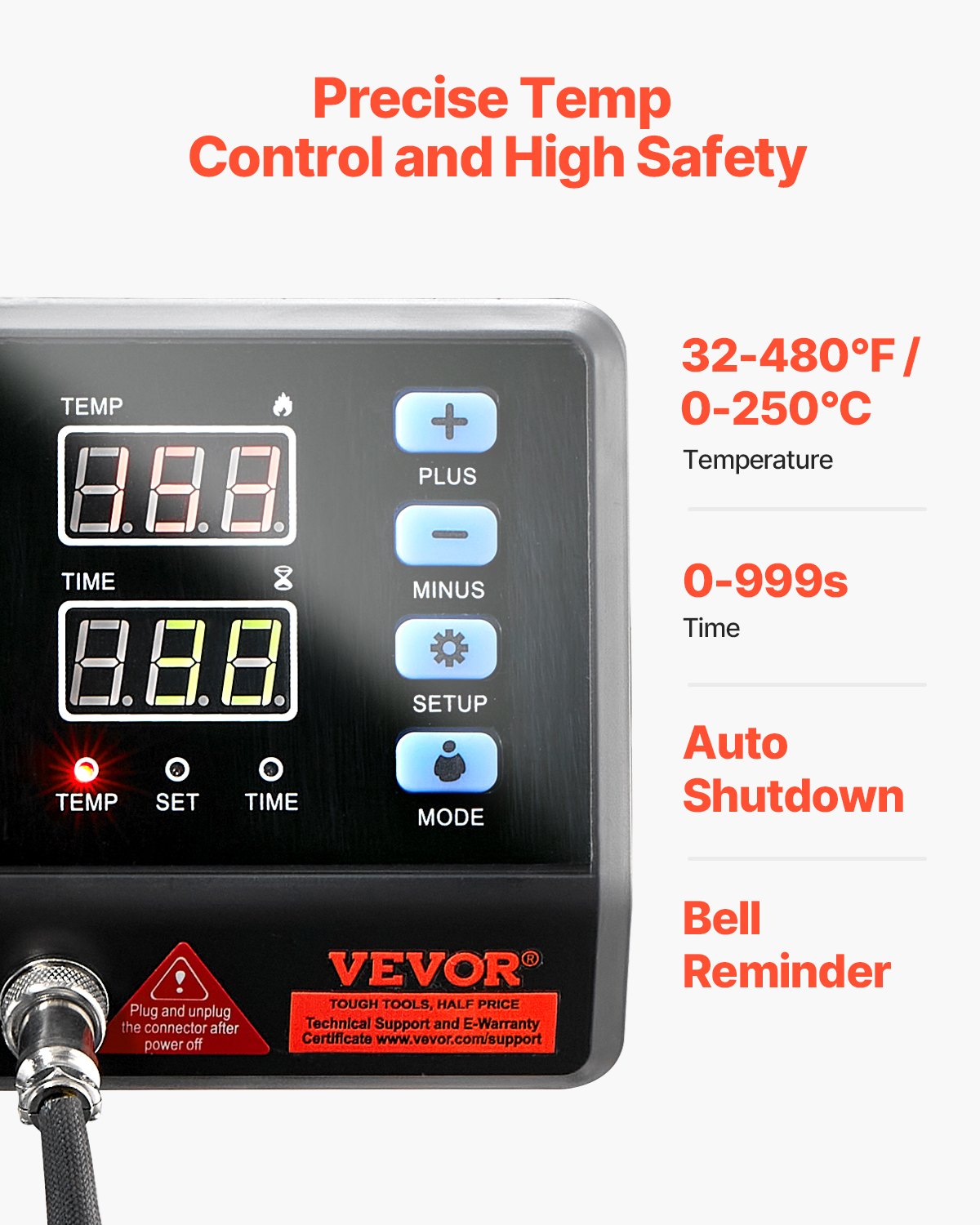 Prensa térmica VEVOR, prensa térmica 5 en 1 con mecanismo oscilante de 15 x 15 pulgadas, dispositivo multifuncional con control digital, calentamiento rápido con funciones de seguridad, ideal para camisetas, sombreros, gorras, tazas y platos