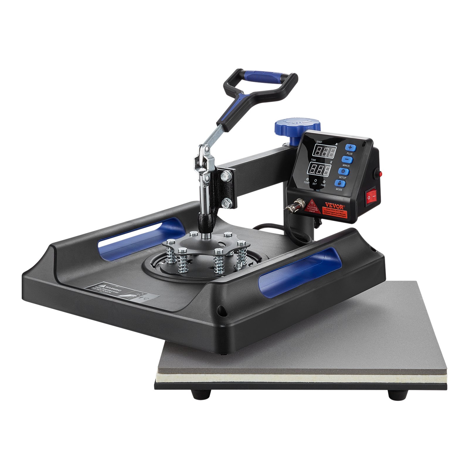 Prensa térmica VEVOR, prensa térmica 5 en 1 con mecanismo oscilante de 15 x 15 pulgadas, dispositivo multifuncional con control digital, calentamiento rápido con funciones de seguridad, ideal para camisetas, sombreros, gorras, tazas y platos