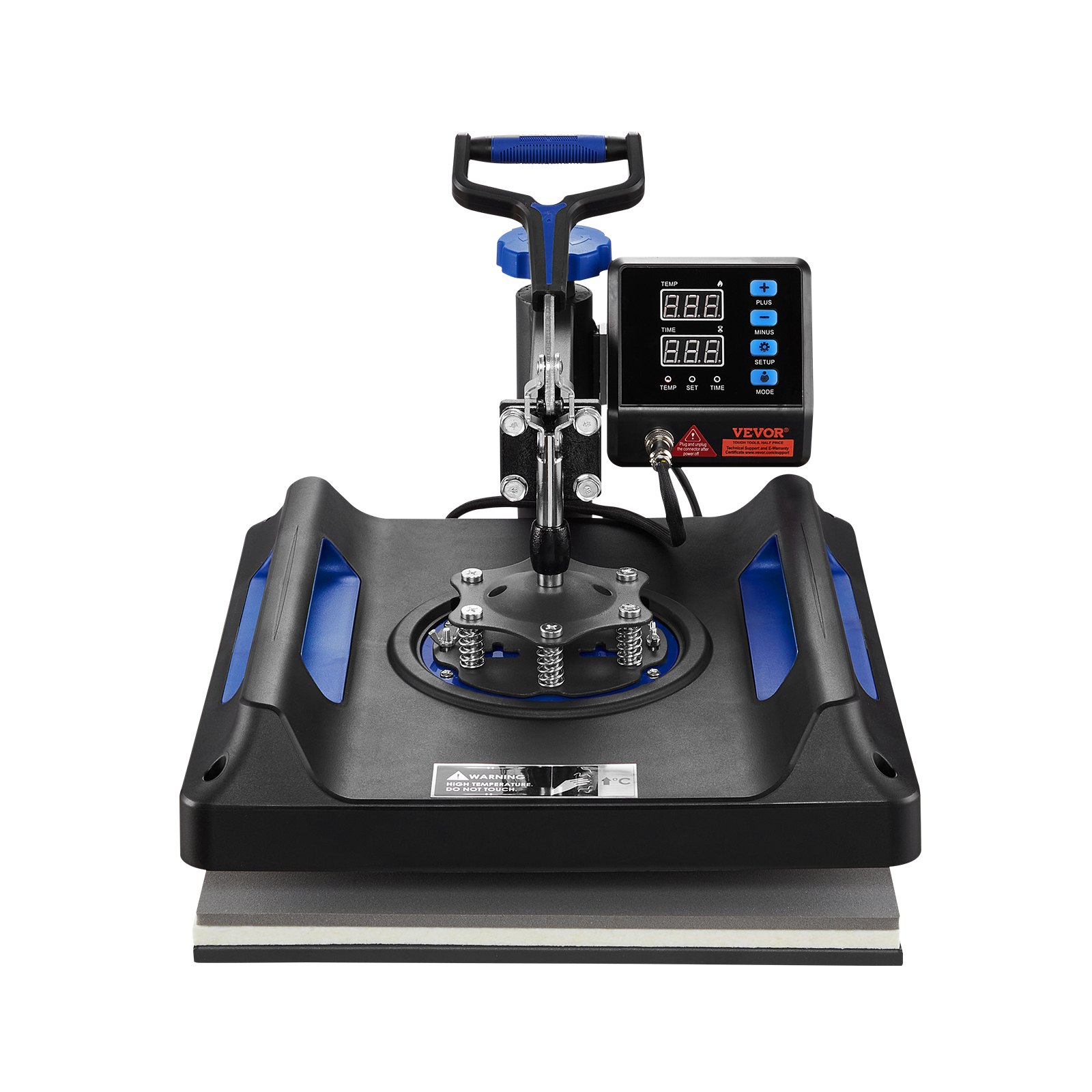 Prensa térmica VEVOR, prensa térmica 5 en 1 con mecanismo oscilante de 15 x 15 pulgadas, dispositivo multifuncional con control digital, calentamiento rápido con funciones de seguridad, ideal para camisetas, sombreros, gorras, tazas y platos
