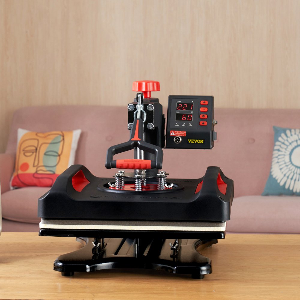 Prensa térmica VEVOR de 12 x 15 pulgadas, 800 W, para sublimación, 5 en 1, con doble prensa térmica digital, calor uniforme, cubierta antiescaldaduras, impresora de transferencia de vinilo