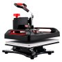 Máquina de prensado térmico VEVOR con detalles en negro y rojo, mango ergonómico, base resistente.