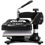 Máquina de prensado térmico VEVOR con brazo ajustable y configuración de panel de control.