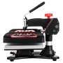 Máquina de prensado térmico VEVOR con detalles en negro y rojo, vista lateral.