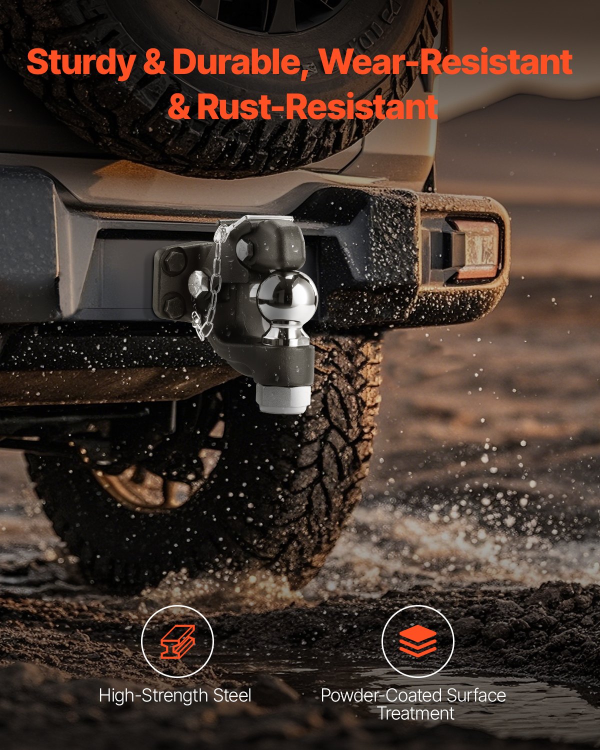 Gancho de pivote VEVOR, capacidad de remolque de 20 000 lb, combinación de gancho receptor para enganches de remolque, bola de enganche de 2-5/16 pulgadas, compatible con anilla de luneta de 2,5 a 3 pulgadas con kit de montaje, resistente al desgaste, recubrimiento en polvo negro