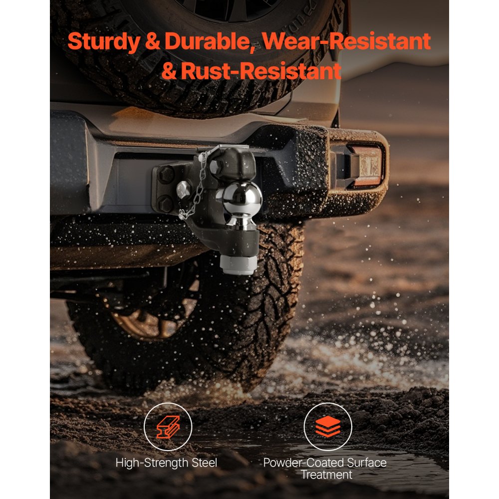 Gancho de pivote VEVOR, capacidad de remolque de 13676 kg, combinación de gancho receptor para enganches de remolque, bola de enganche de 6,35 cm, compatible con anilla de luneta de 6,35 a 7,62 cm con kit de montaje, resistente al desgaste, recubrimiento en polvo negro.