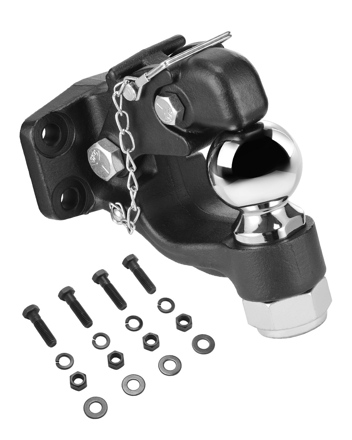 Gancho de pivote VEVOR, capacidad de remolque de 13676 kg, combinación de gancho receptor para enganches de remolque, bola de enganche de 6,35 cm, compatible con anilla de luneta de 6,35 a 7,62 cm con kit de montaje, resistente al desgaste, recubrimiento en polvo negro.