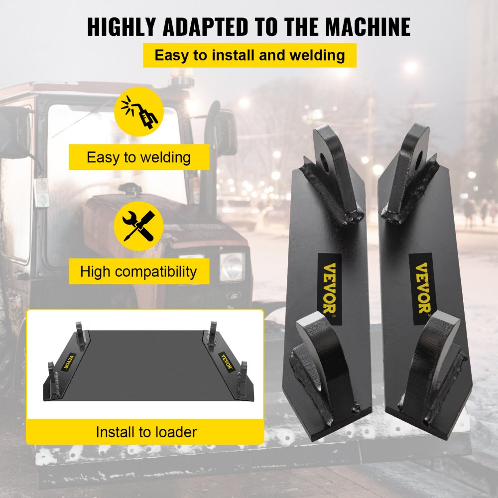 Soportes de montaje para tractores VEVOR, soporte superior de 1 1/4", adaptador de conexión rápida para soldar, cargadores, tractores, soporte inferior de 4/5", par de soportes de montaje, compatibles con accesorios delanteros para tractores John Deere.