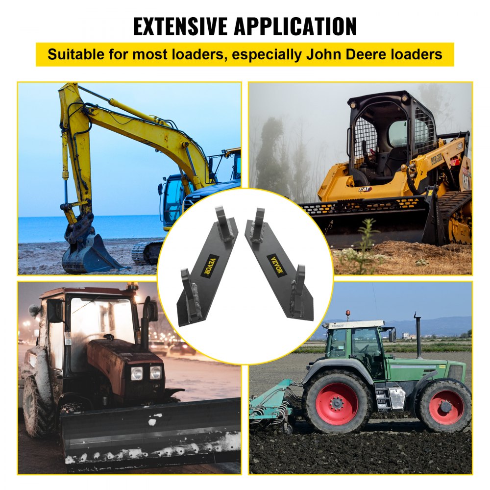 Soportes de montaje para tractores VEVOR, soporte superior de 1 1/4", adaptador de conexión rápida para soldar, cargadores, tractores, soporte inferior de 4/5", par de soportes de montaje, compatibles con accesorios delanteros para tractores John Deere.