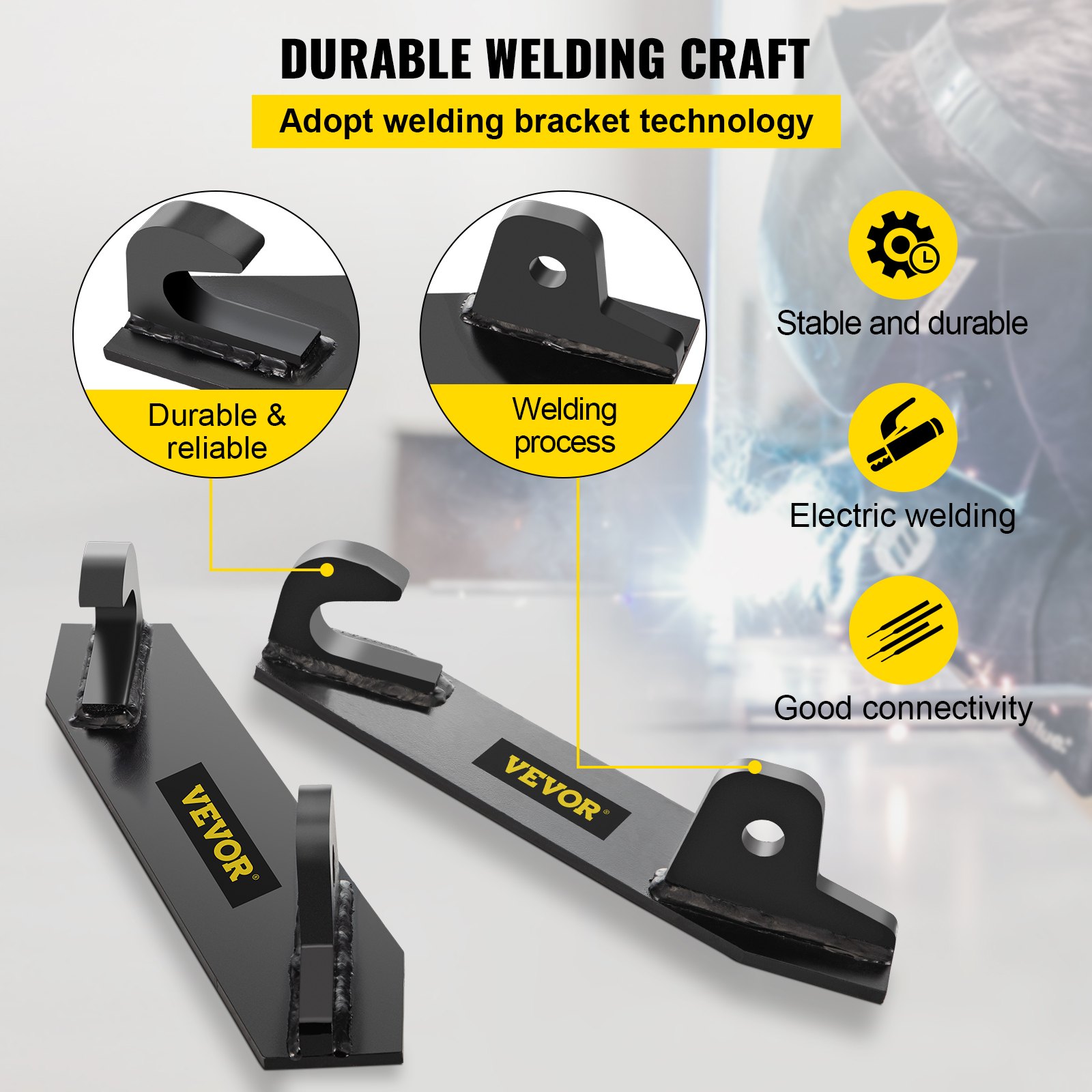 Soportes de montaje para tractores VEVOR, soporte superior de 1 1/4", adaptador de conexión rápida para soldar, cargadores, tractores, soporte inferior de 4/5", par de soportes de montaje, compatibles con accesorios delanteros para tractores John Deere.