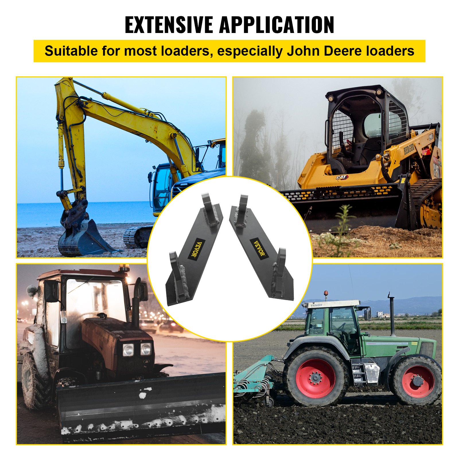 Soportes de montaje para tractores VEVOR, soporte superior de 1 1/4", adaptador de conexión rápida para soldar, cargadores, tractores, soporte inferior de 4/5", par de soportes de montaje, compatibles con accesorios delanteros para tractores John Deere.