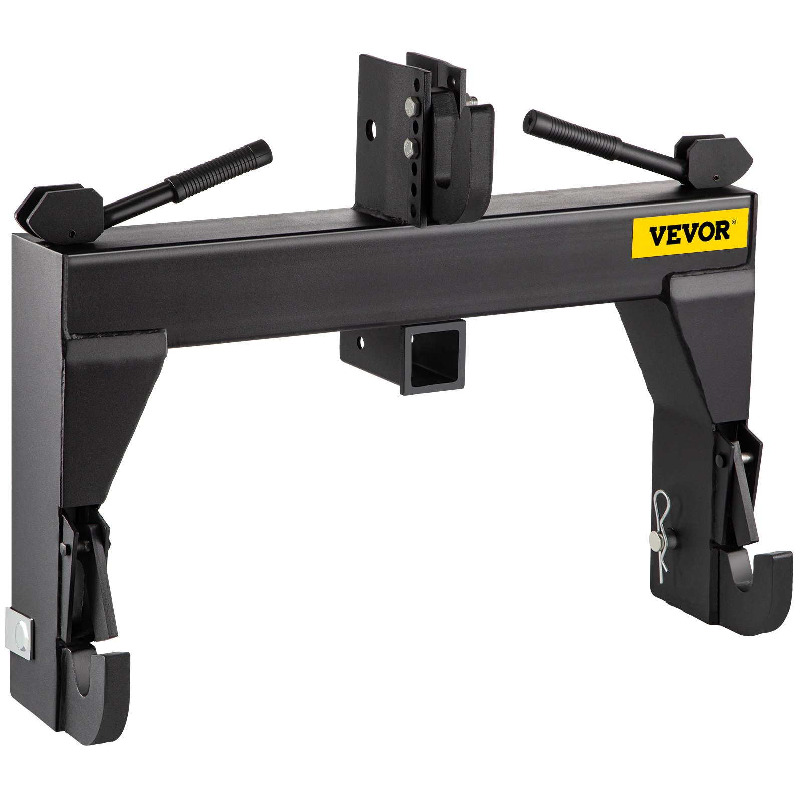 Enganche rápido de 3 puntos VEVOR en color negro con construcción metálica resistente y palancas laterales.