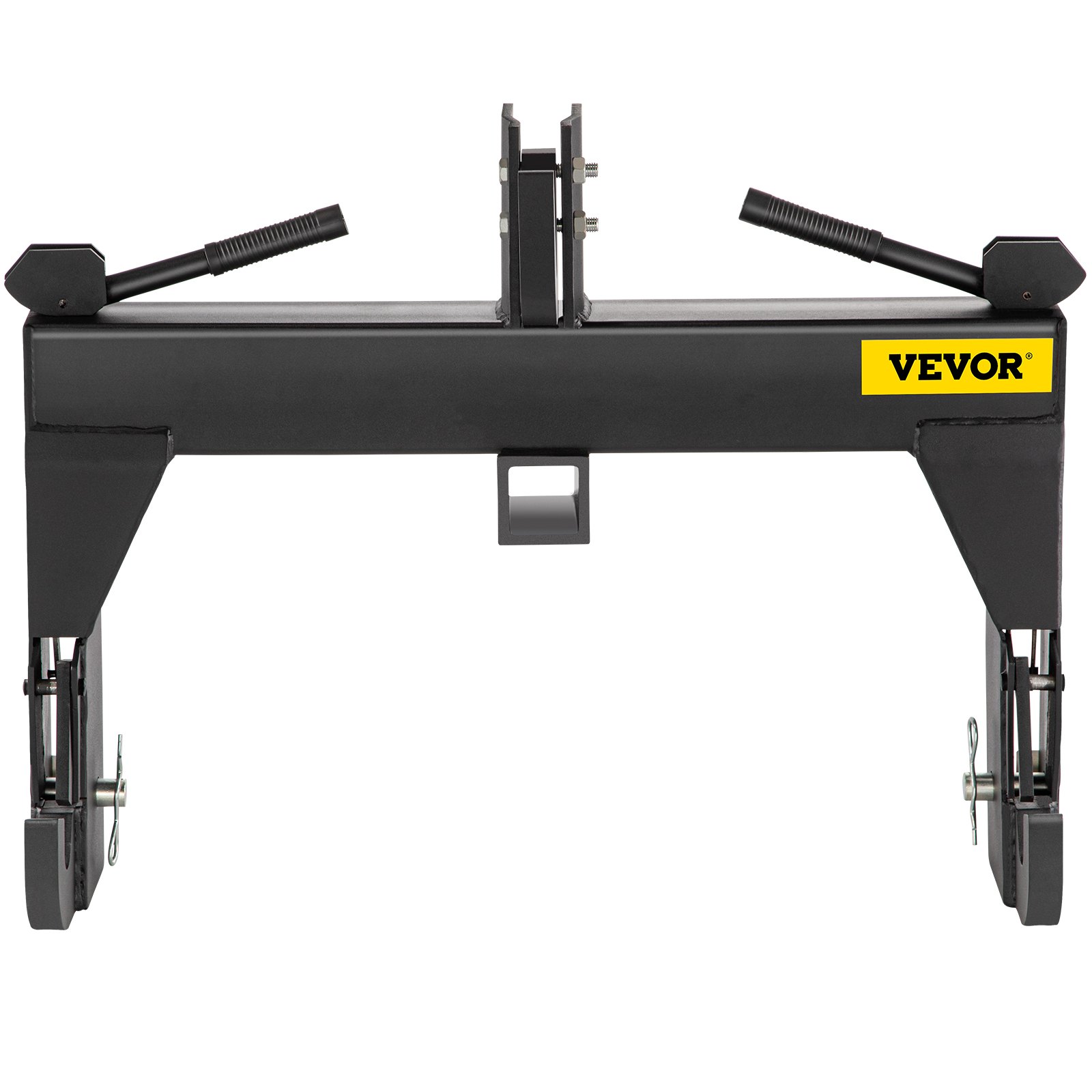 Enganche rápido de 3 puntos VEVOR en color negro, vista frontal con logotipo VEVOR amarillo.