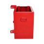 Caja de lastre VEVOR roja para estabilidad del tractor con asas laterales y pasadores de seguridad.
