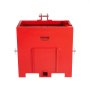 Caja de lastre VEVOR roja con soportes metálicos y funciones estabilizadoras para tractores y equipos pesados.