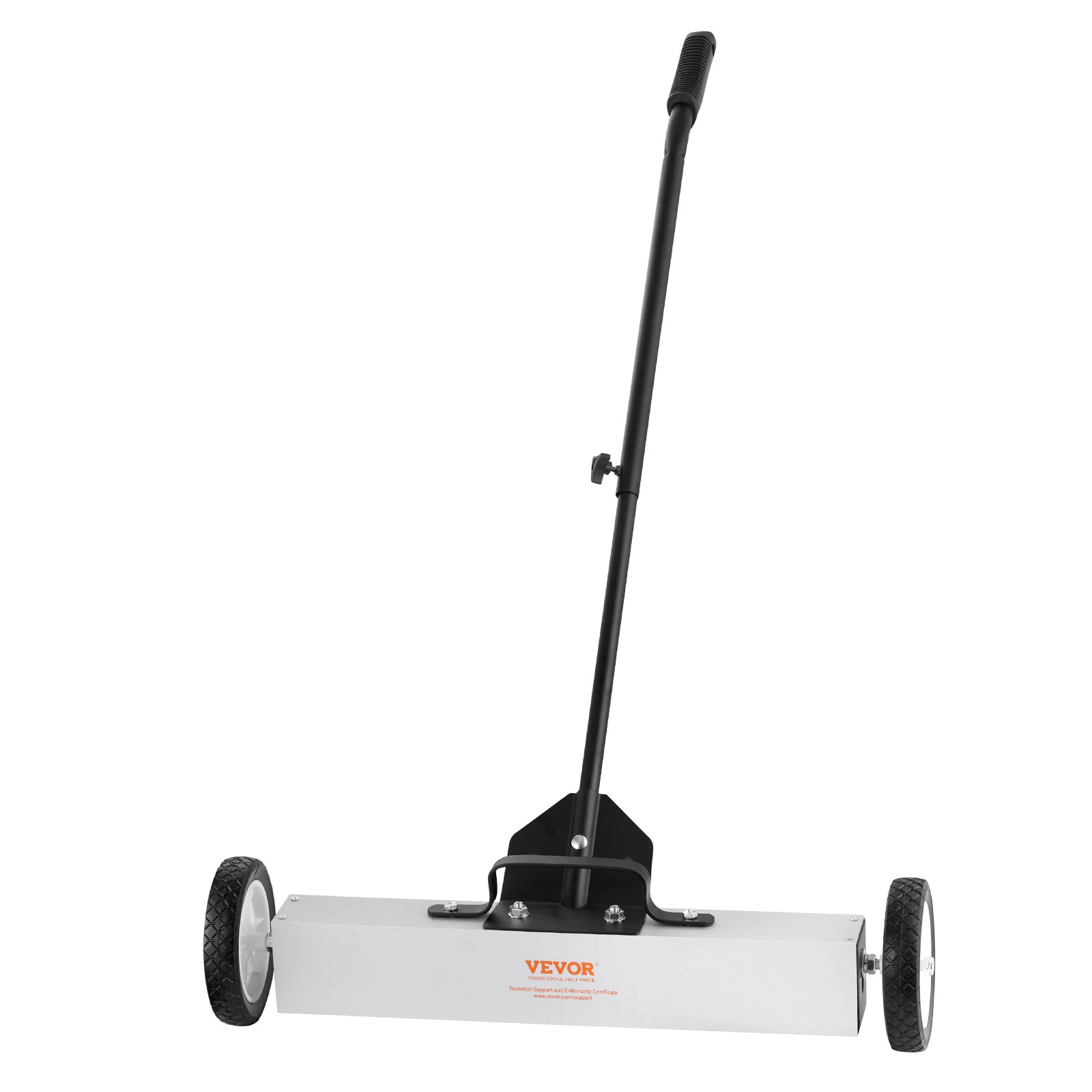 Barredora magnética rodante VEVOR de 22,7 kg con ruedas, barredora magnética de empuje, barredora de césped magnética grande de 61 cm con mango telescópico, fácil limpieza de taller, garaje y patio.