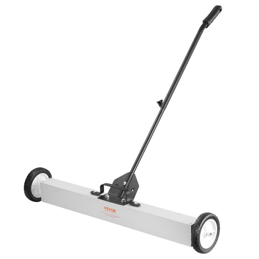 Barredora magnética rodante VEVOR de 25 kg con ruedas, barredora magnética de empuje, barredora de césped magnética grande de 91 cm con mango telescópico, fácil limpieza de taller, garaje y patio.