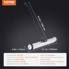 VEVOR Barredora magnética rodante de 55 libras con ruedas, barredora magnética de tipo empuje, barredora de césped con imán grande de 24 pulgadas con mango telescópico, fácil limpieza del patio del garaje del taller