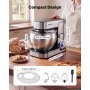 Batidora de pie VEVOR de 7,4 cuartos con cabezal inclinable, 500 W, eléctrica, 6 velocidades con función de pulso, para cocina, con tazón de acero inoxidable, protector antisalpicaduras, gancho para masa, batidor de varillas y varillas batidoras, ideal para hornear y mezclar.