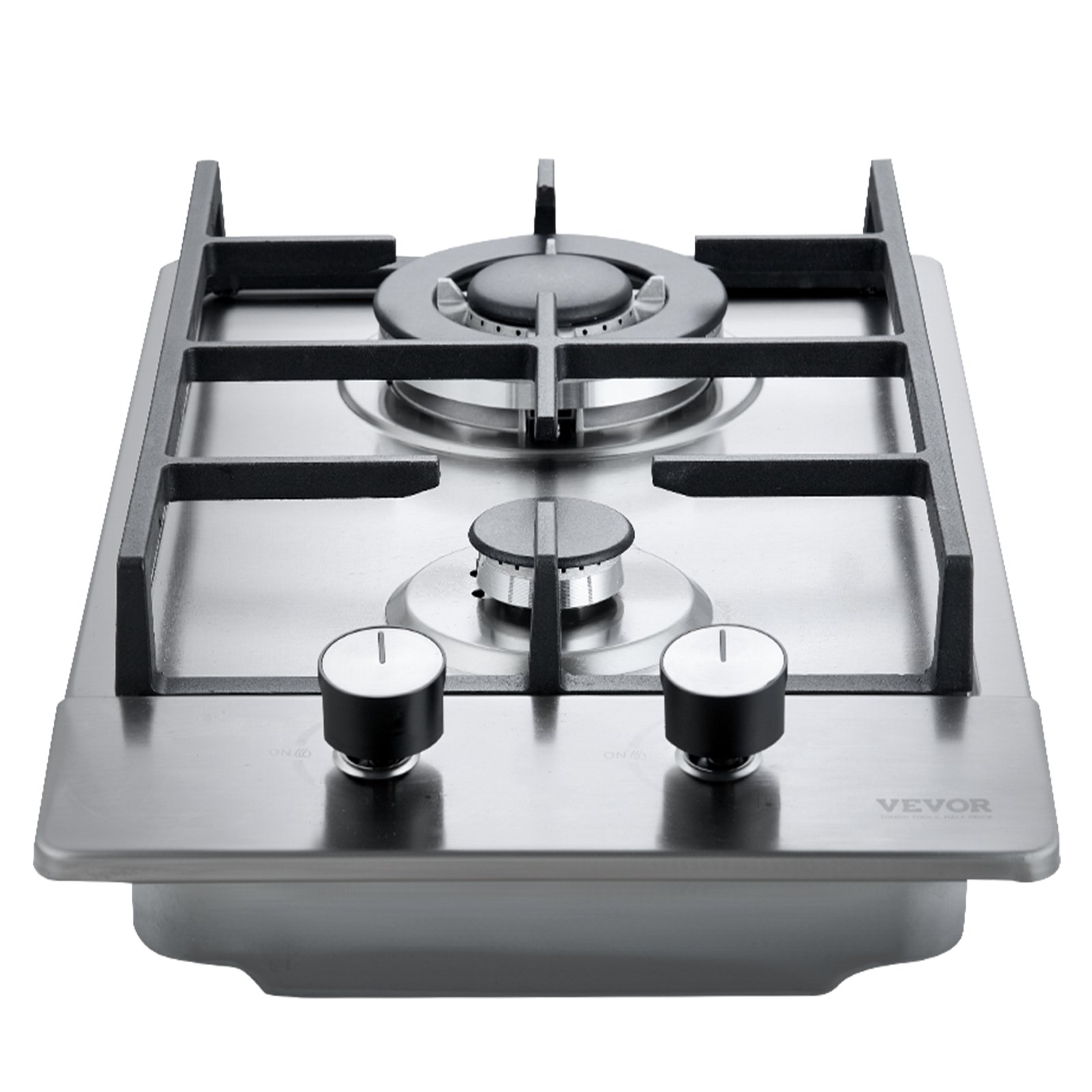 VEVOR Estufa de gas de 12 pulgadas, Max 12250BTU 2 quemadores integrados de acero inoxidable, estufa de gas LPG/NG convertible de doble combustible natural con protección termopar