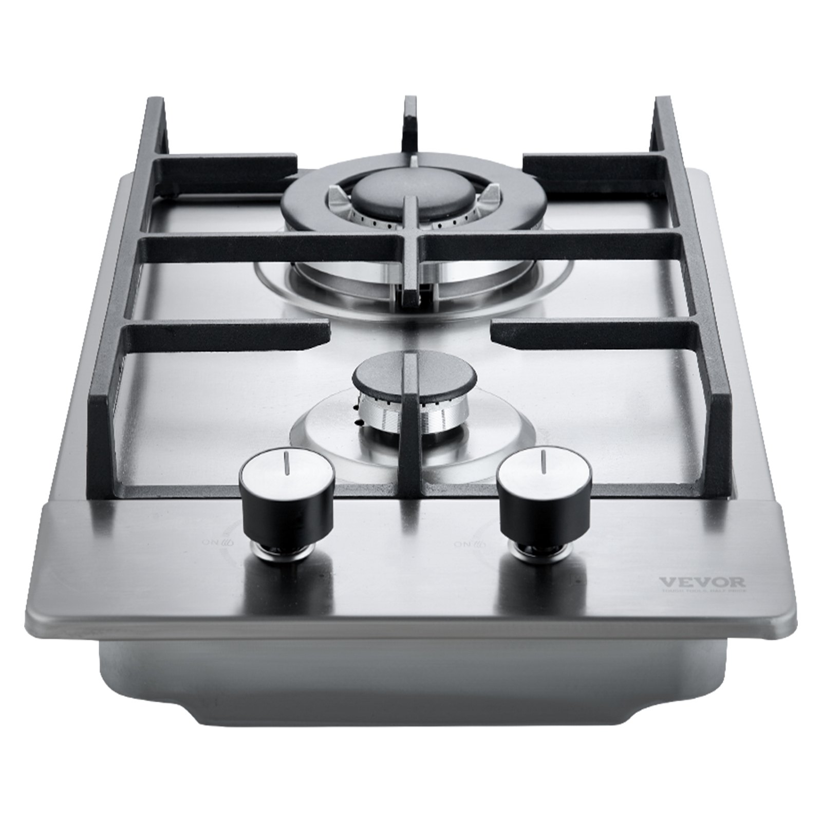 VEVOR Estufa de gas de 12 pulgadas, Max 12250BTU 2 quemadores integrados de acero inoxidable, estufa de gas LPG/NG convertible de doble combustible natural con protección termopar