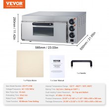 Pulgada eléctrica 1700W del horno de pizza de encimera de VEVOR 16 con temperatura y tiempo ajustables