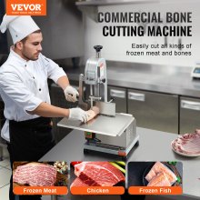 Sierra de cinta eléctrica comercial para carne VEVOR de 650 W, máquina de corte de huesos de acero inoxidable