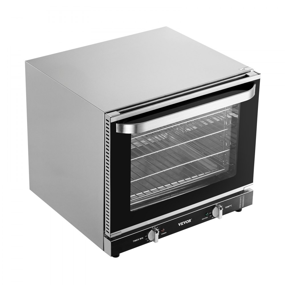 Horno comercial de encimera VEVOR, horno tostador de 4 niveles de 66 L, horno eléctrico de 2800 W con puerta de vidrio templado, rejillas de alambre, bandeja con clip y guantes, horno comercial de acero inoxidable para restaurantes y panaderías.