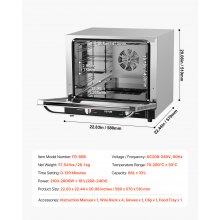 Horno comercial de encimera de 66 l, tostador eléctrico de 2800 W, acero inoxidable